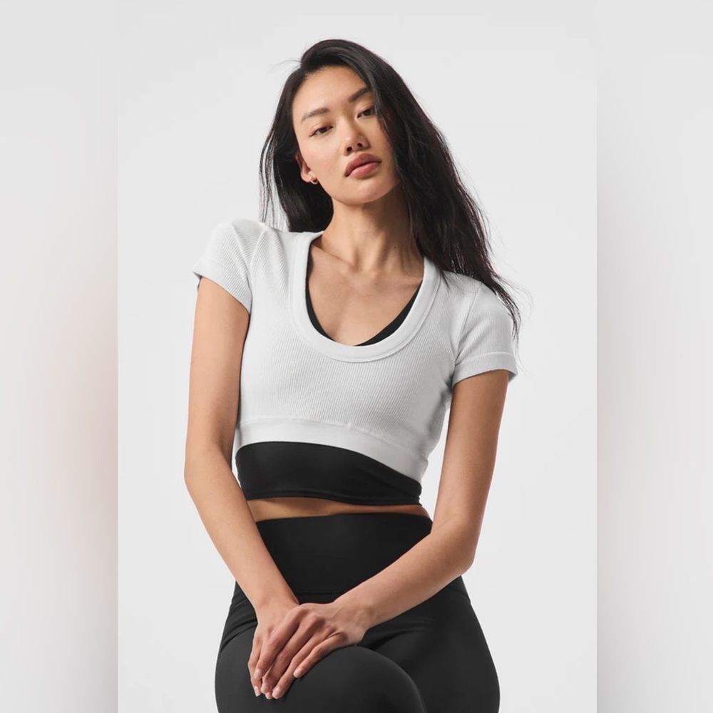 Alo White Crop Top